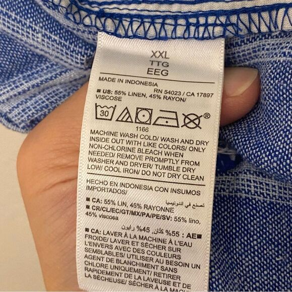 OLD NAVY high waist Linen coastal blue Stripe Wide Leg pull on plus pants XXL - Picture 10 of 11